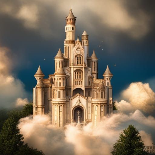 Enchanting Castle in the Clouds: Fantasy Concept Art