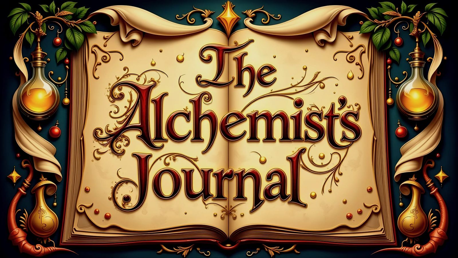 Fantasy Alchemist's Journal in Deco Surreal Style