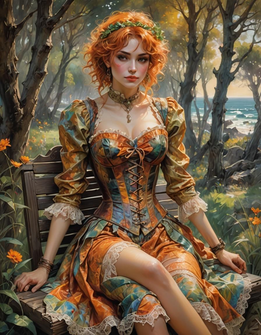 Psychedelic Meadow Portrait in Chiaroscuro Lighting