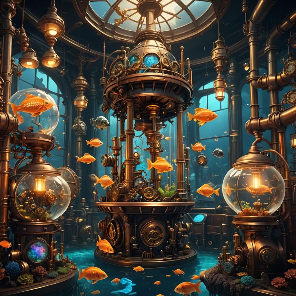 Steampunk Fish Tank Digital Matte Painting
