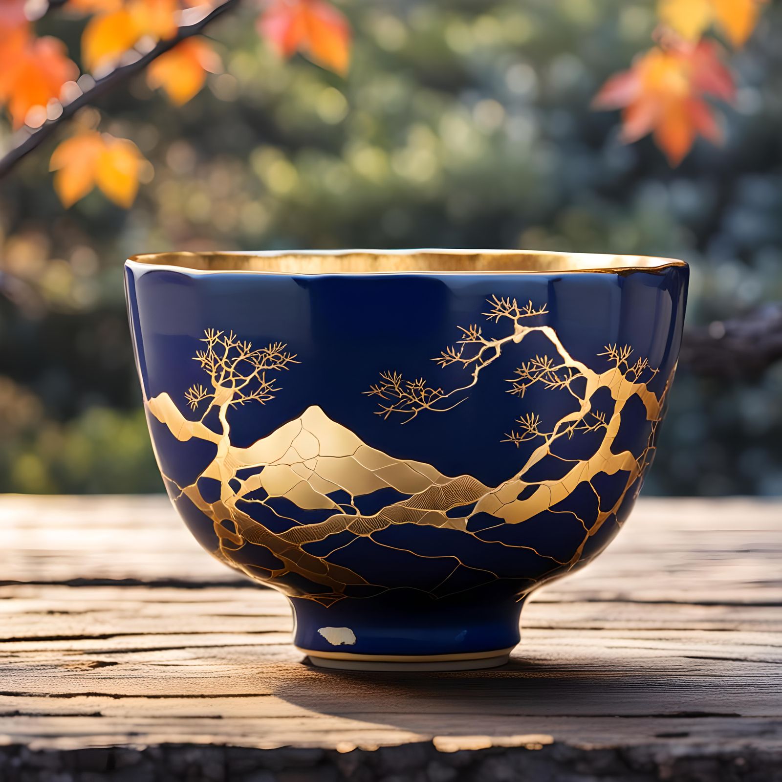 Kintsugi Tea Bowl with Golden Crack