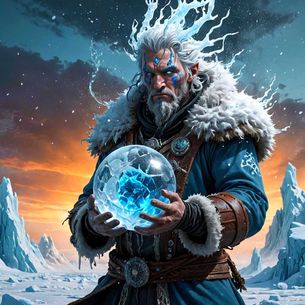 Arctic Ice Warlock Casting Magic Spells