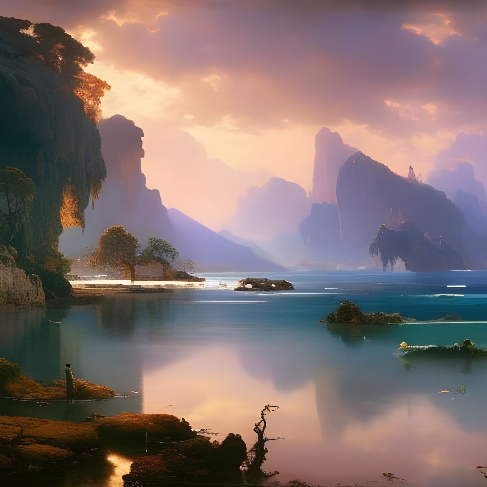 Subaquatic World in Realist Art Nouveau Style