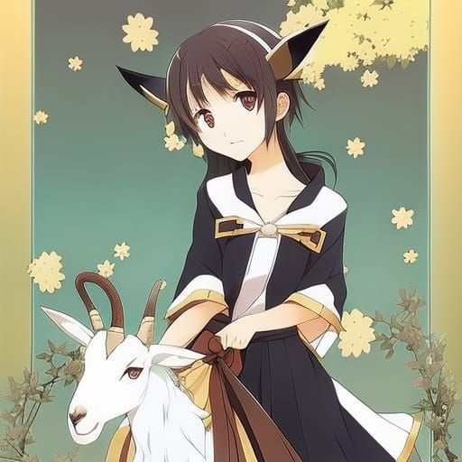 Anime Style Goat Illustration