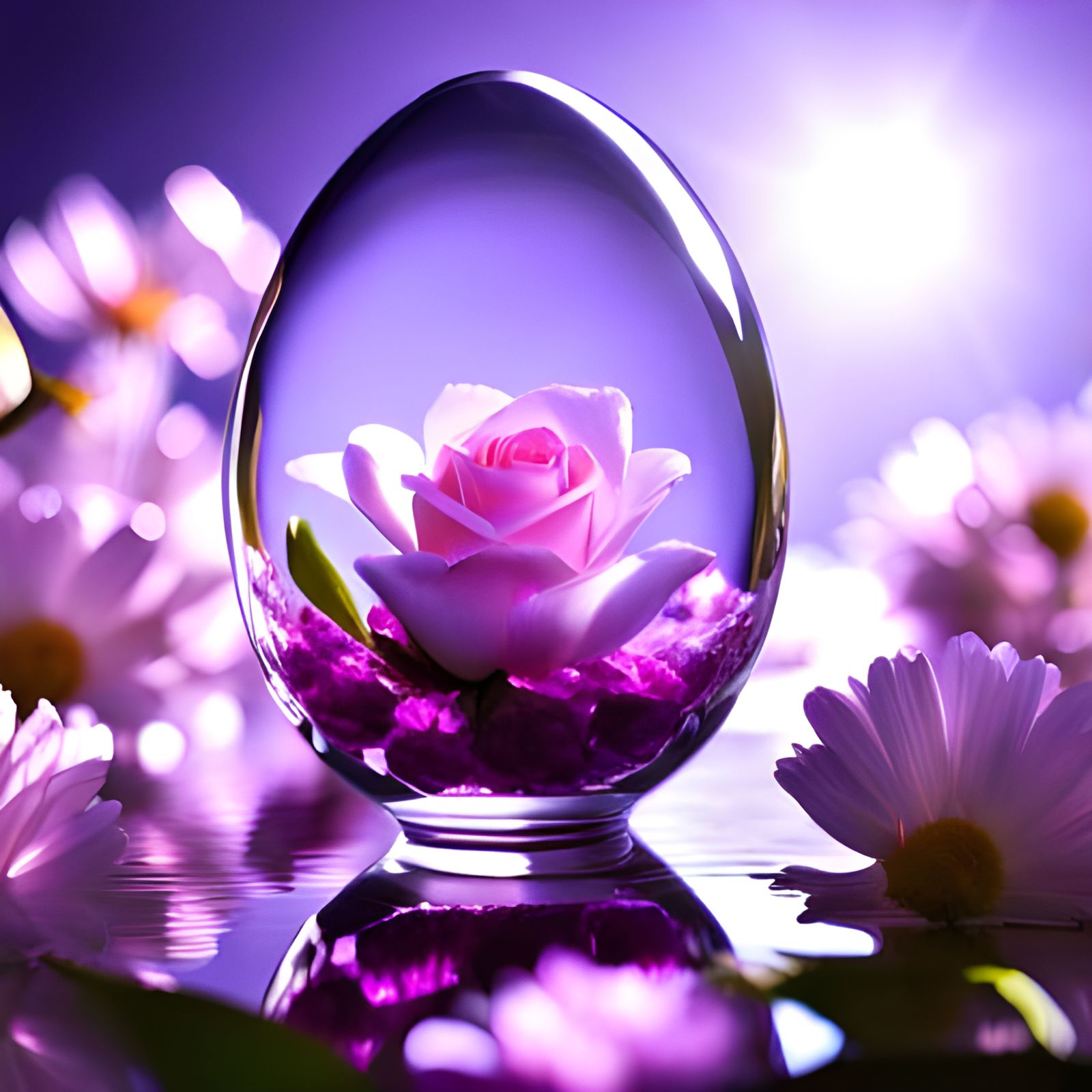 Purple Crystal Easter Egg with Roses