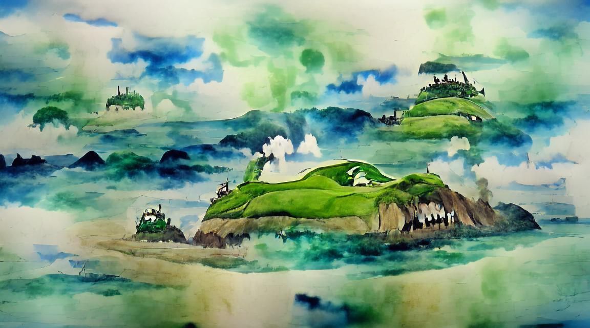 Green hills on the Island somewhere in the endless ocean Hay...