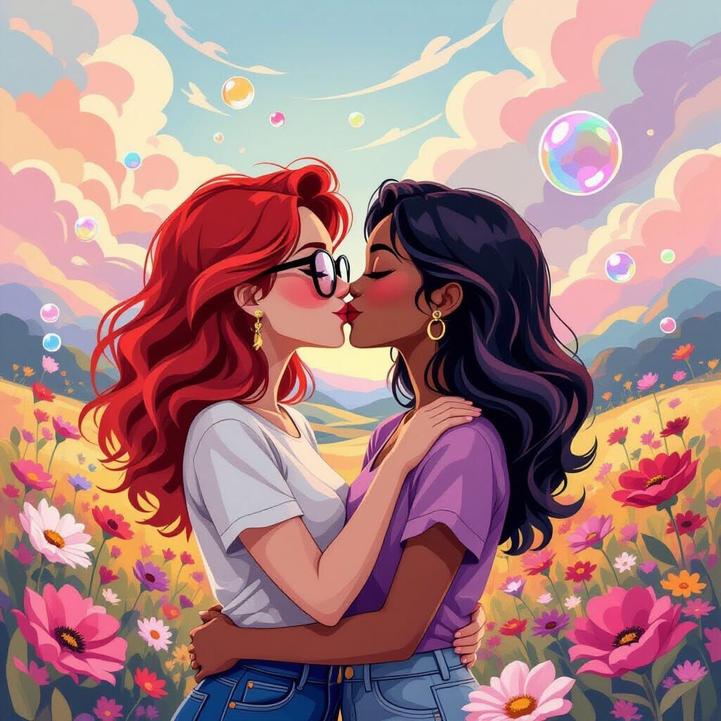 Abstract Humanoid Couple in Picasso-Inspired Landscape