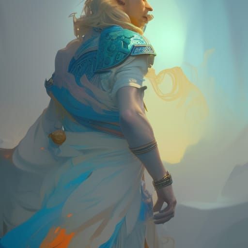 Blond Prince Concept Art in Orange and Teal