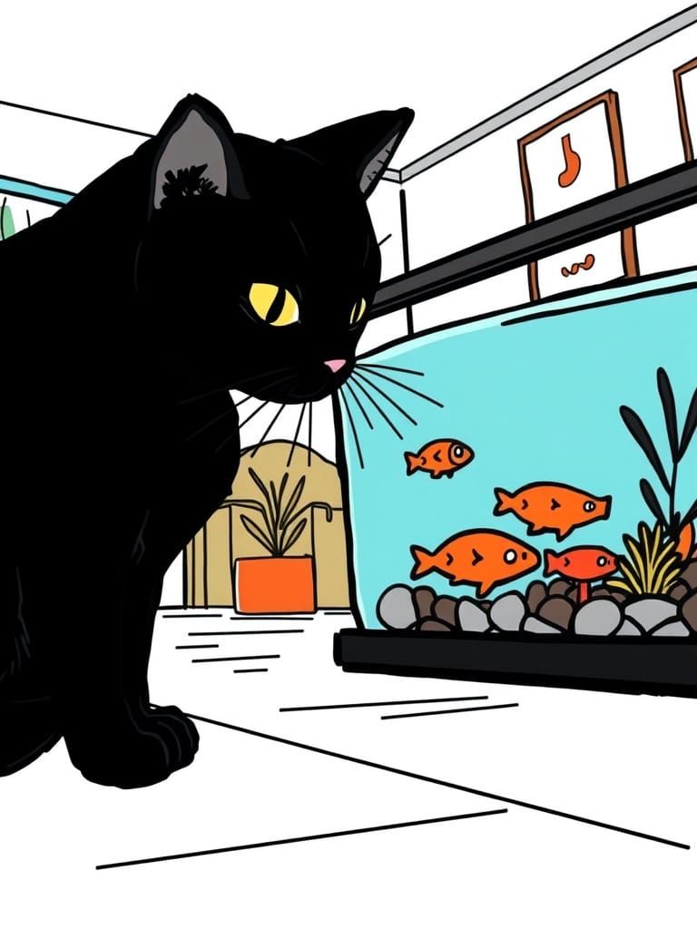 A Black Cat in Mid-Heist Amidst Vibrant Graffiti