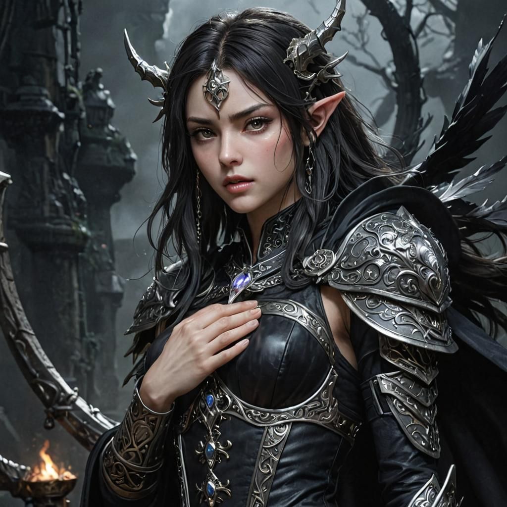 Menacing Green Dragon in Dark, Gothic Forest