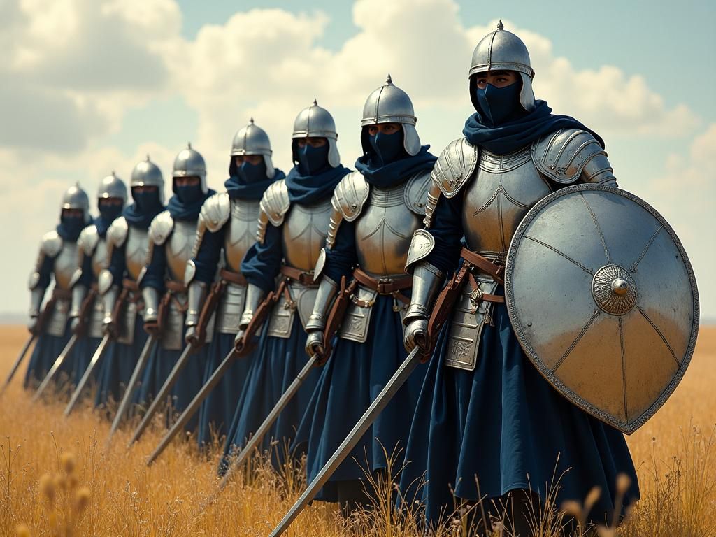 Training Soldiers in Silver Armor, Photorealistic Style