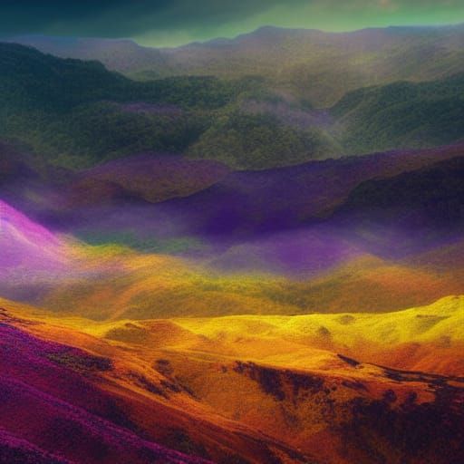 Epic Mountain Landscape with Spirit Parade