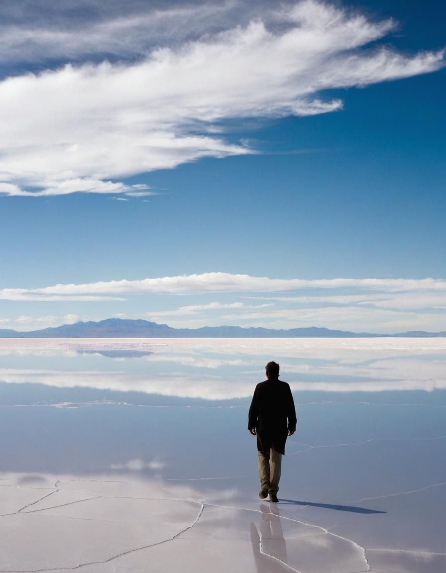 Lone Figure Walking Utah's Salt Flats