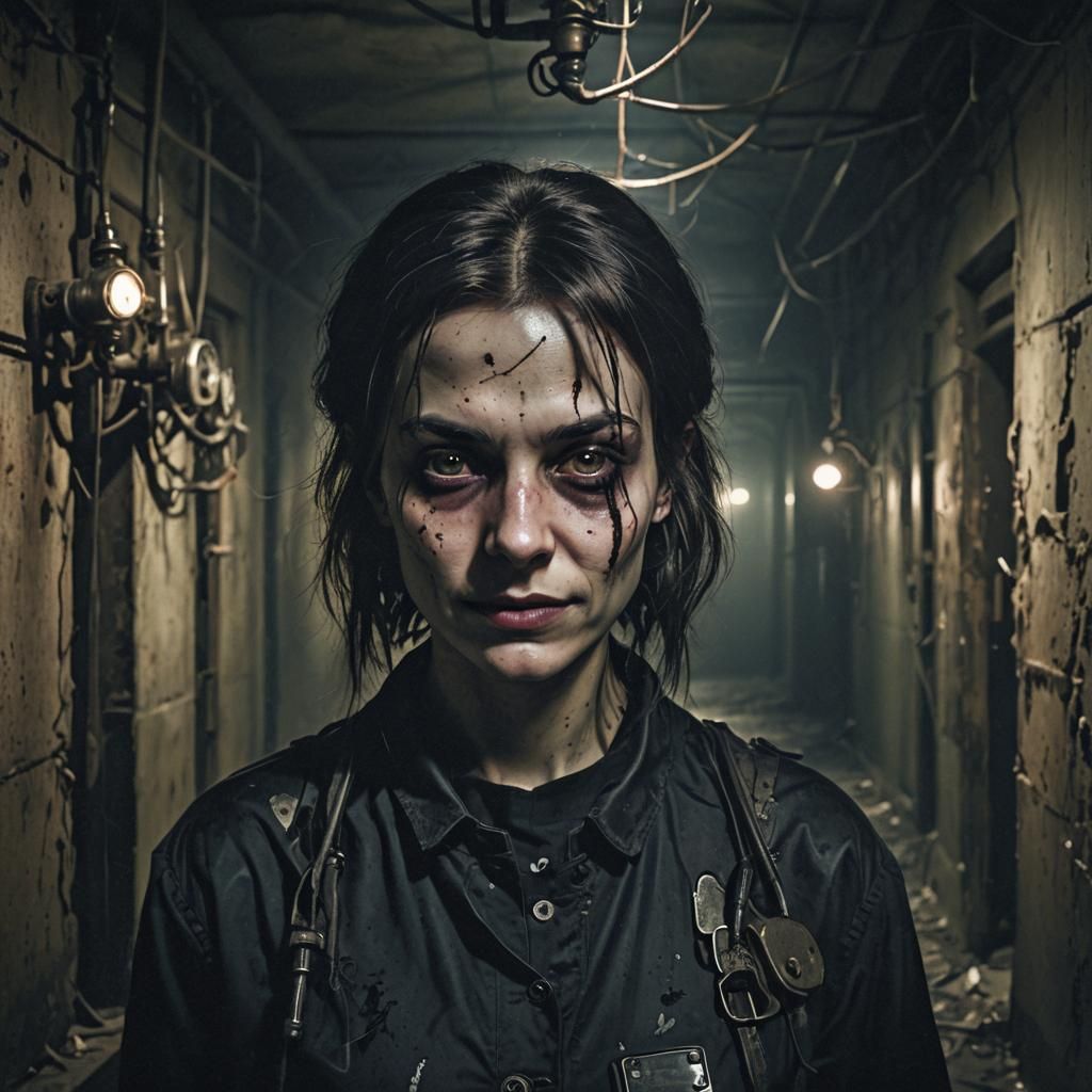 Gothic Horror Portrait with Sadistic Smile