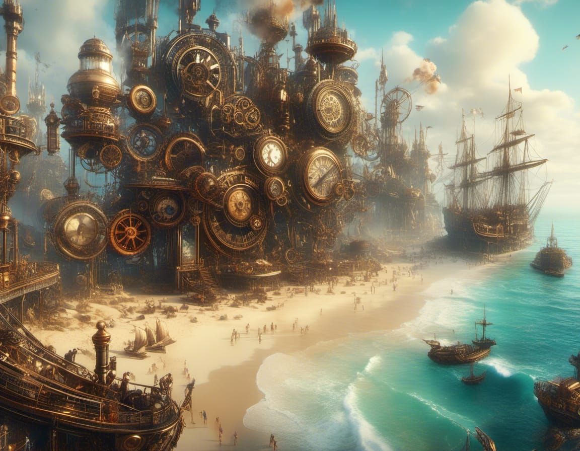 "Ya think they exaggerated the steampunk theme on this beach?"