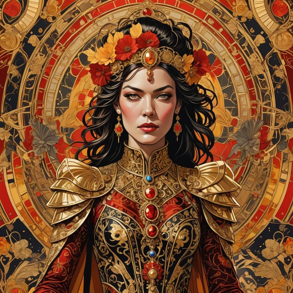 Art Nouveau Empress in High Fashion Editorial