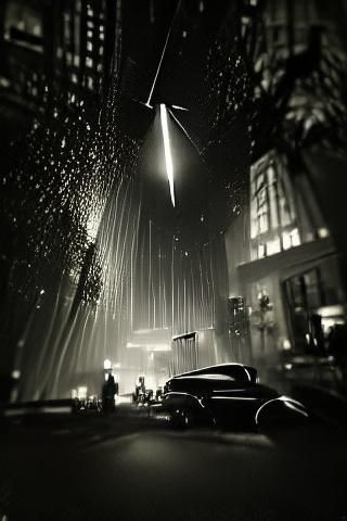 Spectacular Art Deco Meteor Shower in Film Noir
