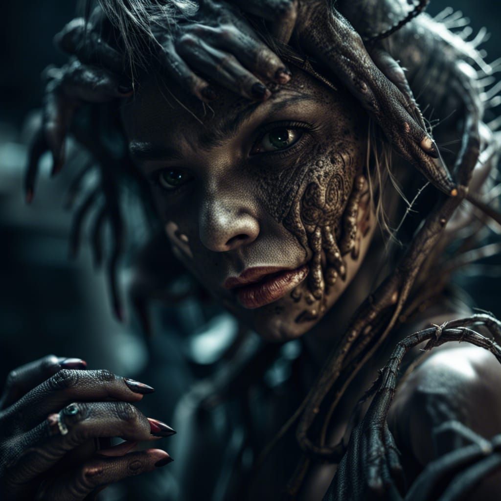 Hyperrealistic Monster Girl Superhero in HDR