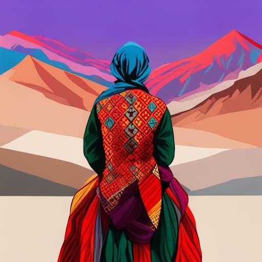 Afghan Girl in Traditional Dress: Pop Art Style