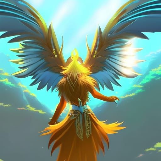 Anthro Bird Humanoid in Anime Style