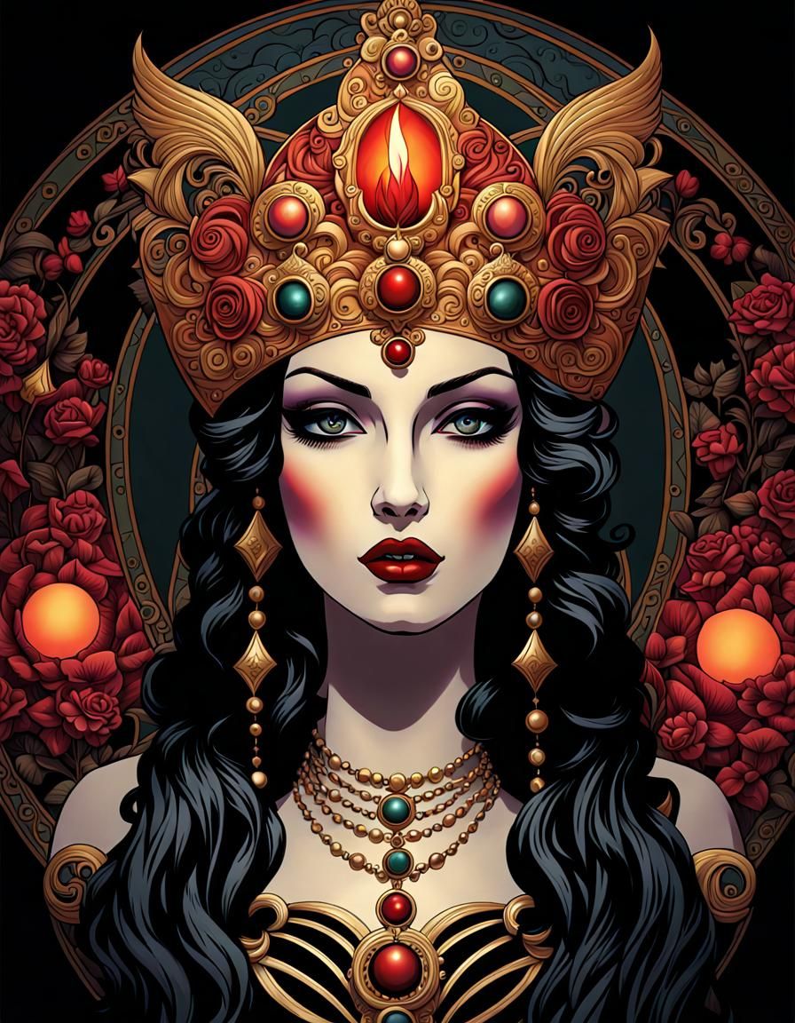 Gothic Goddess: A Sensual Digital Illustration