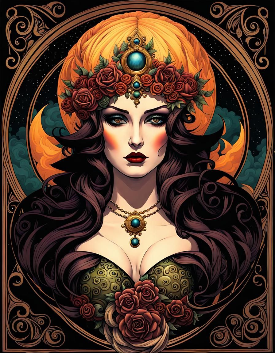 Gothic Goddess: A Surreal Digital Illustration