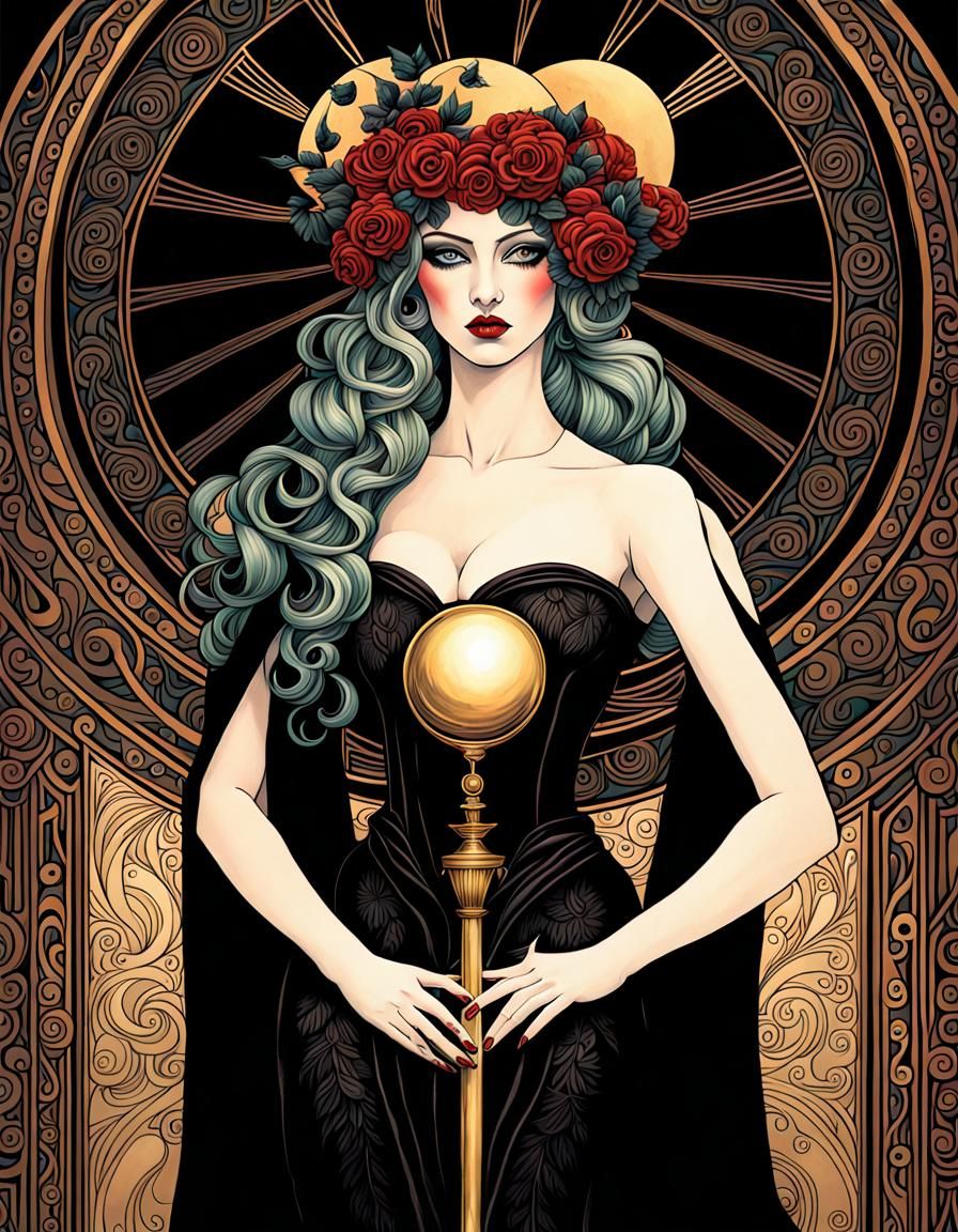 Gothic Goddess: A Darkly Romantic Digital Illustration