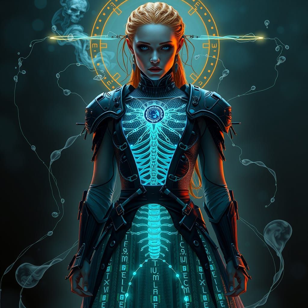 Cyber-Gothic Siren Unveiled in Neon Hues