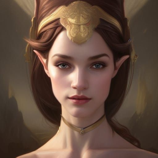 Elegant Elf Portrait in Art Nouveau Style