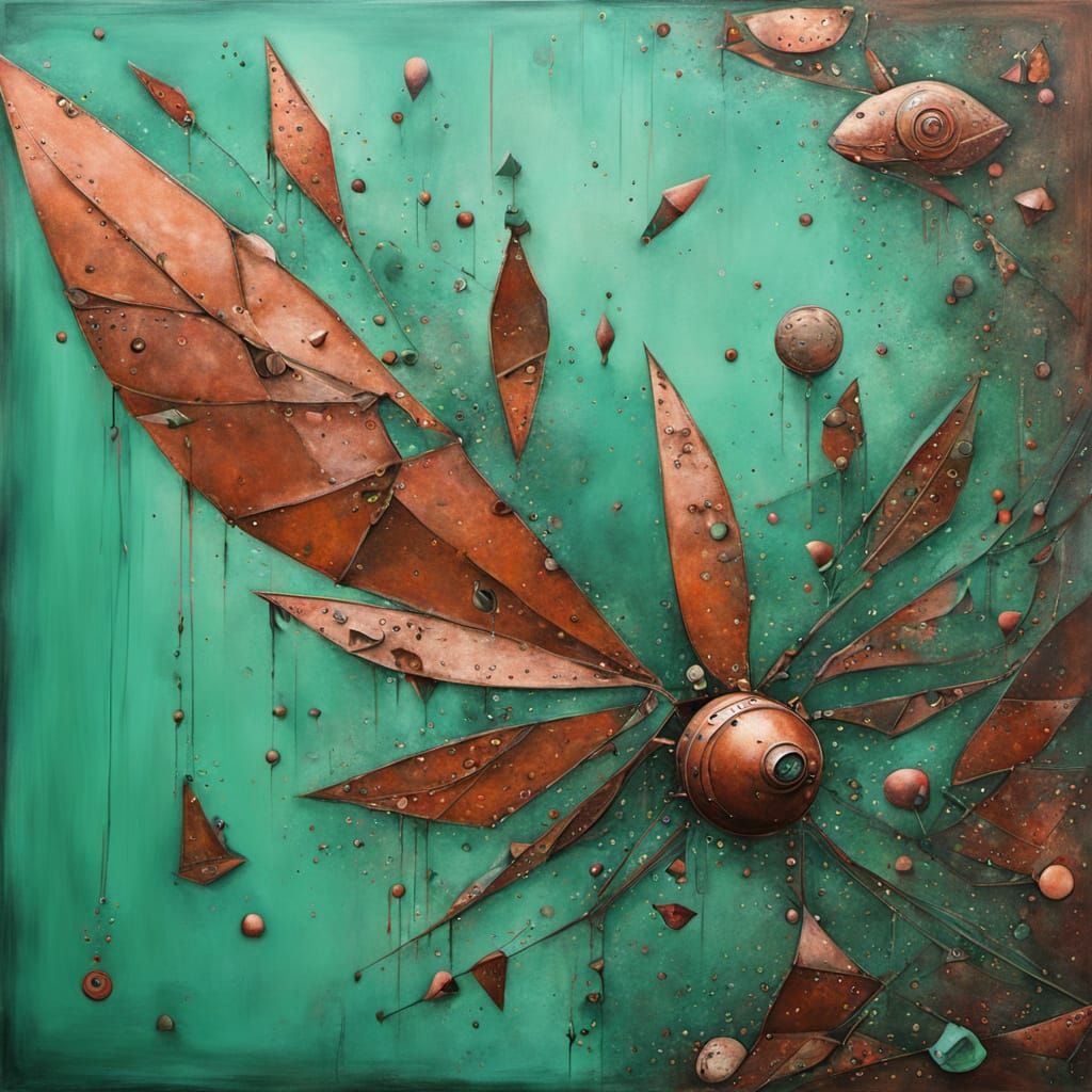 Surreal Cyberpunk Starship Painting with Magnolia and Pink A...