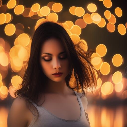 Young Woman on Fire in Water: Photography