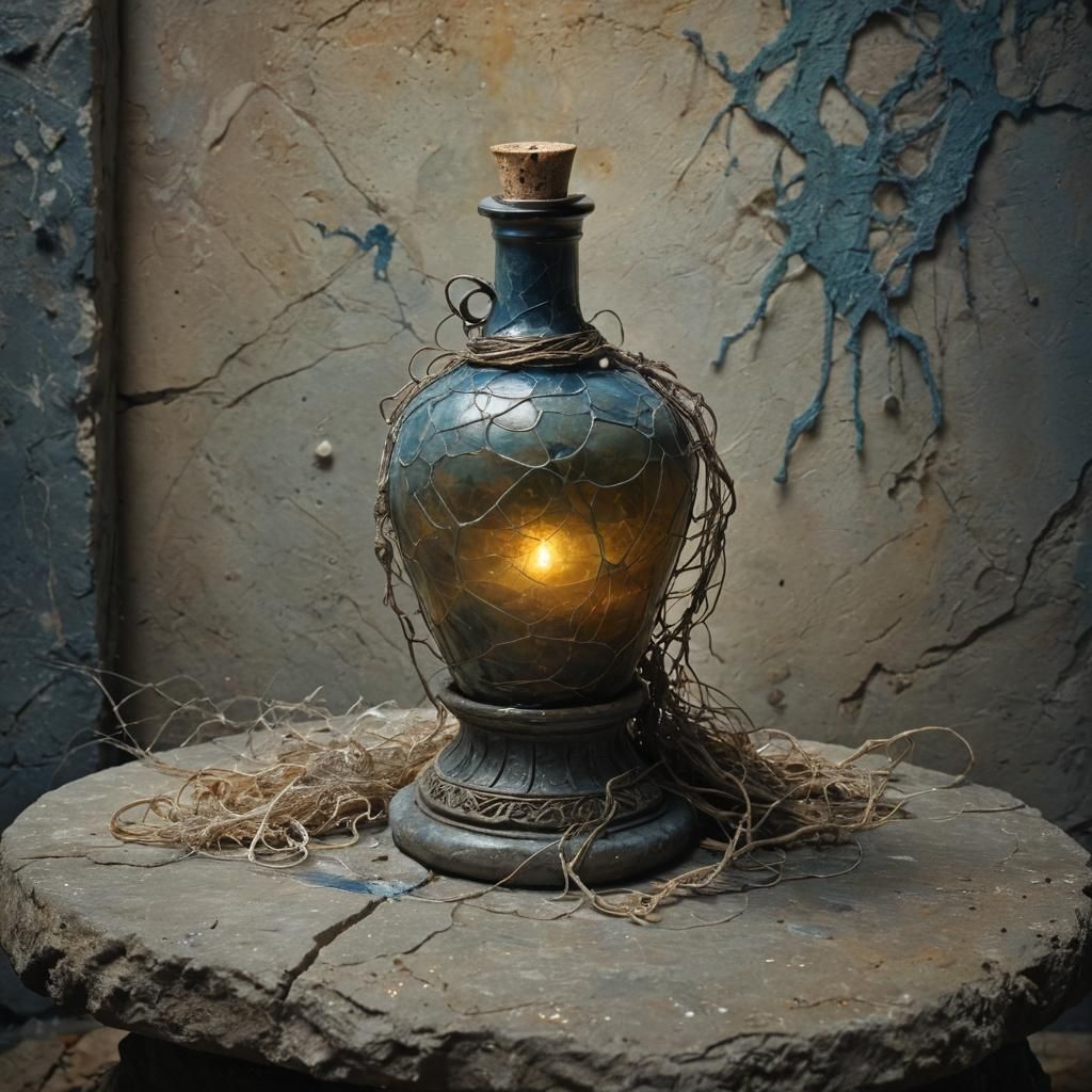 Mystical Witch's Potion Bottle in Art Nouveau Style