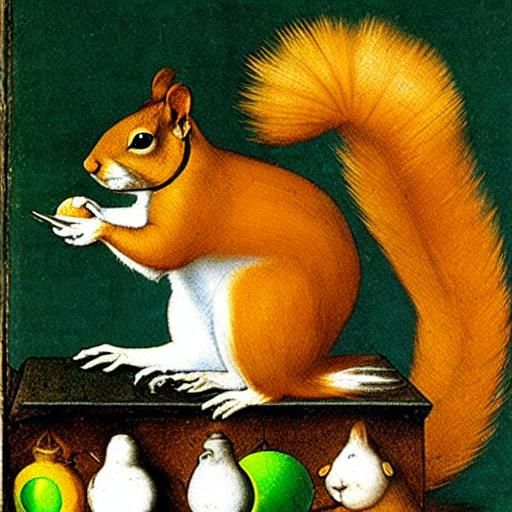 Squirrels Working in a Scientific Library