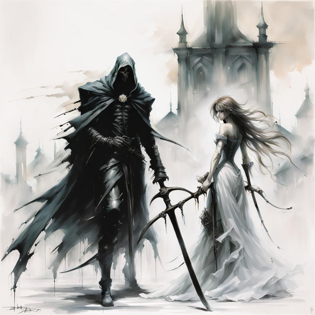 Grim Reaper's Wedding: A Digital Airbrush Art
