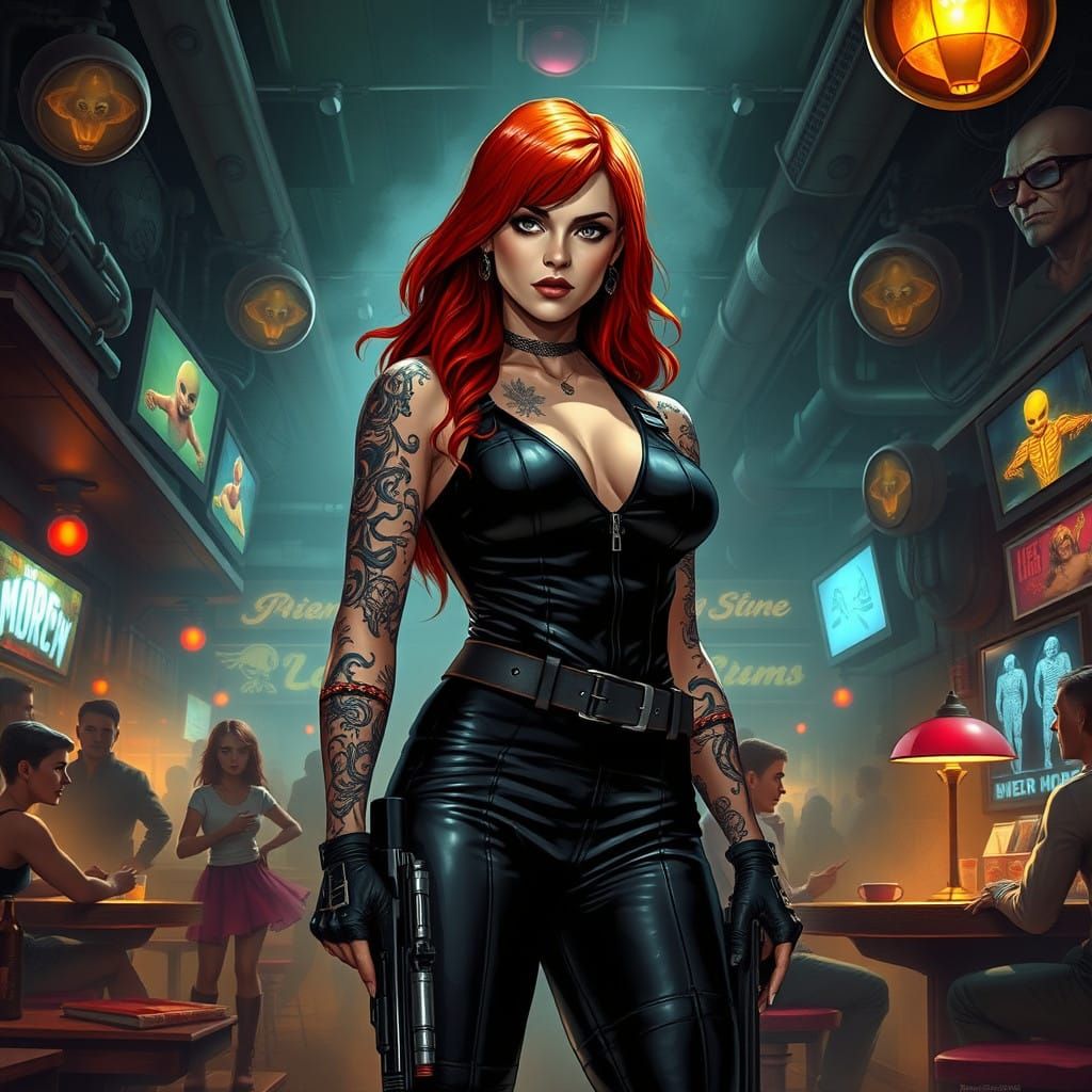 Gritty Space Smuggler in a Galactic Cantina