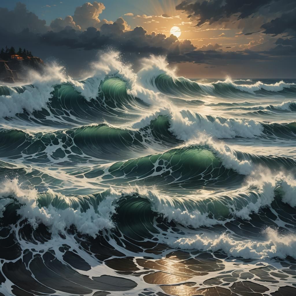 Hyperrealistic Waves of Fleeting Time: Splash Art