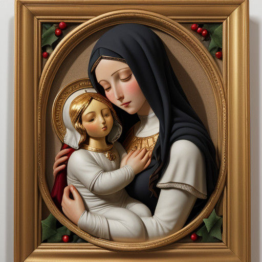 Madonna and Child amidst Holly's Winter Bloom