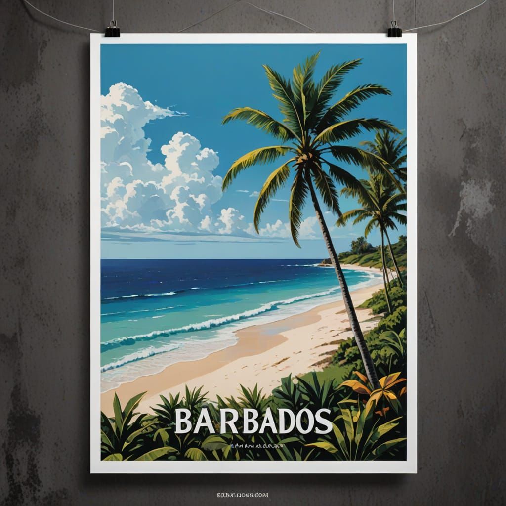 Vibrant Island Paradise in Poster Art