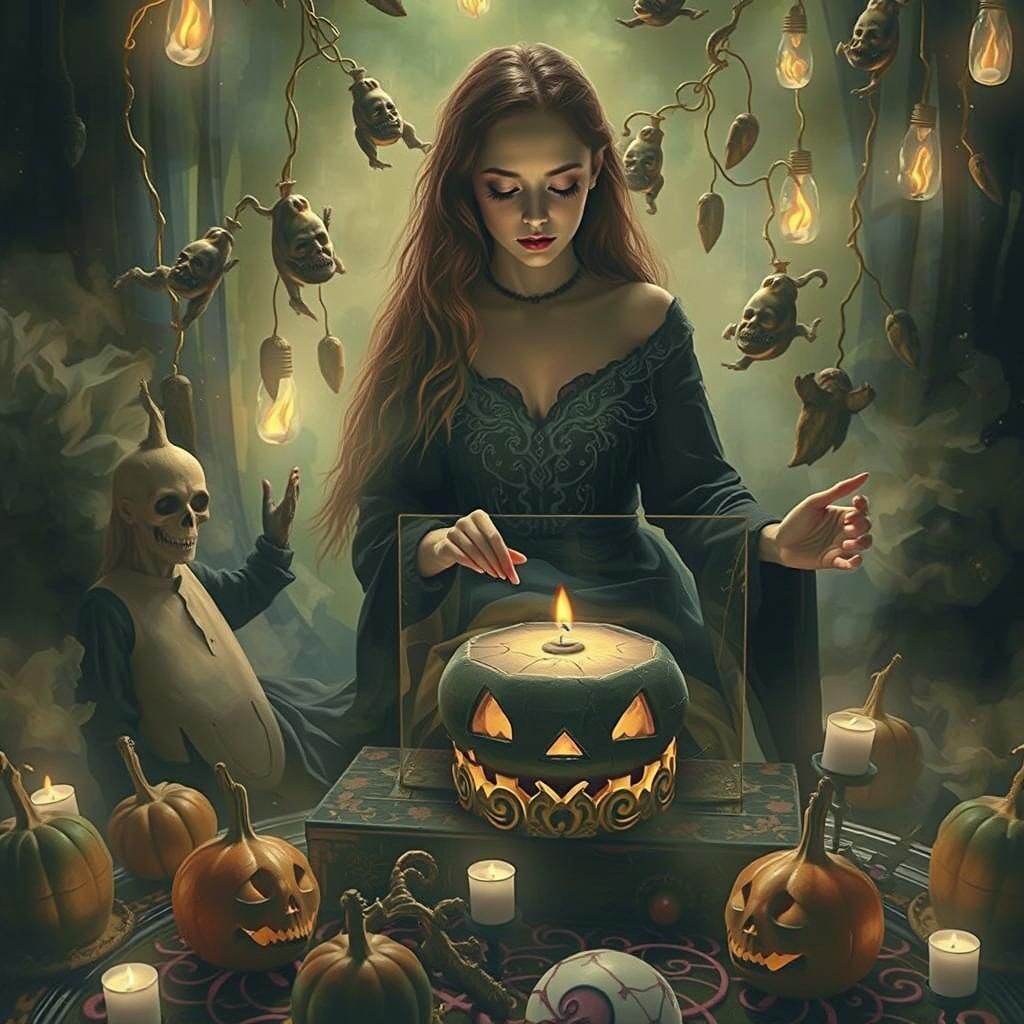 Eerie Music Box with Ballerina in Dark Surrealism Style