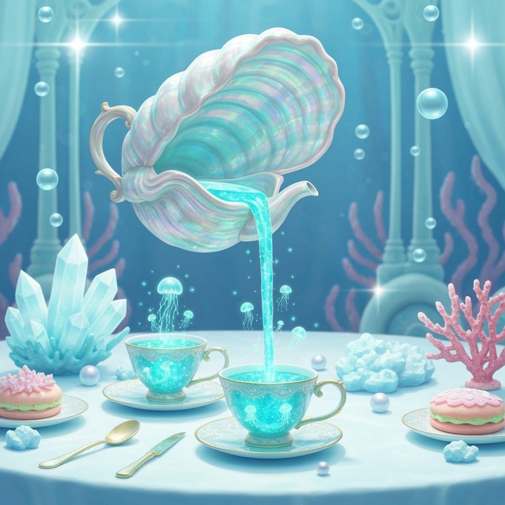 Enchanted Seashell Teapot Pours Luminous Jellyfish Tea