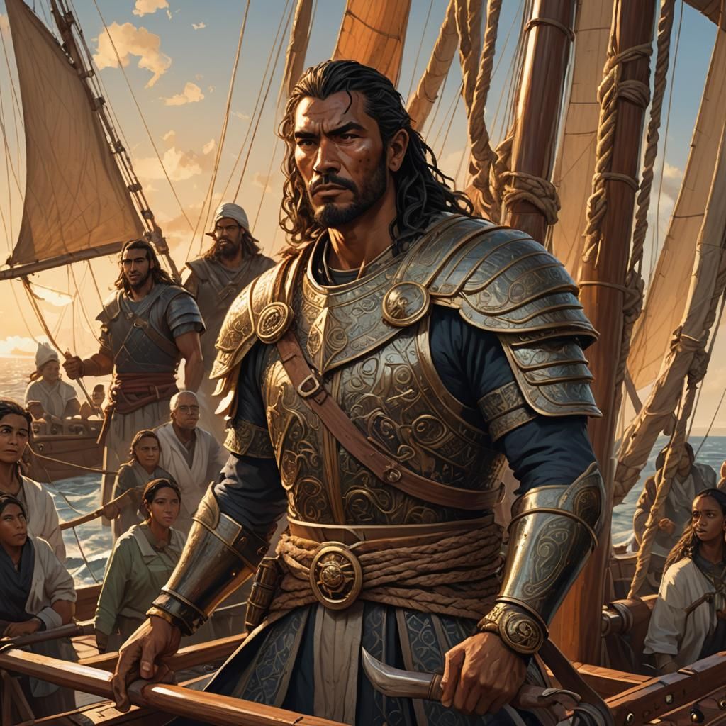 Warrior Leads Women at Sea, Digital Art