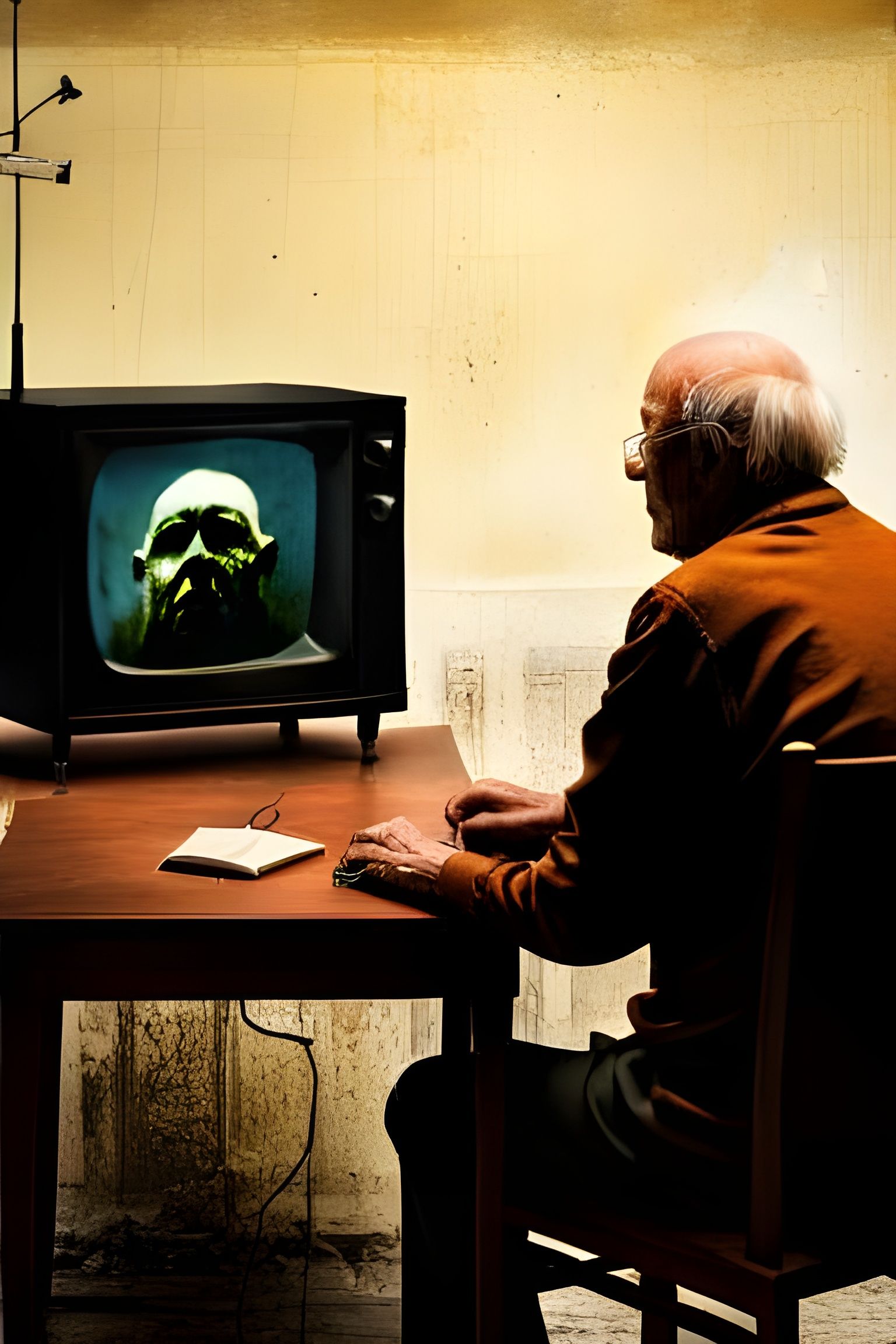 Eldritch Ghostly Face Appears on TV Screen