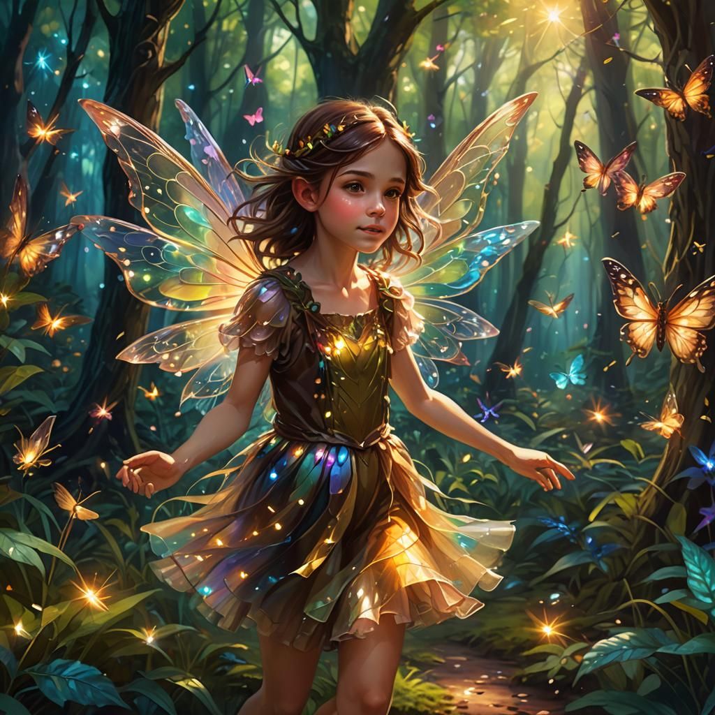 Enchanted Forest Fairy Glade in Art Nouveau Style