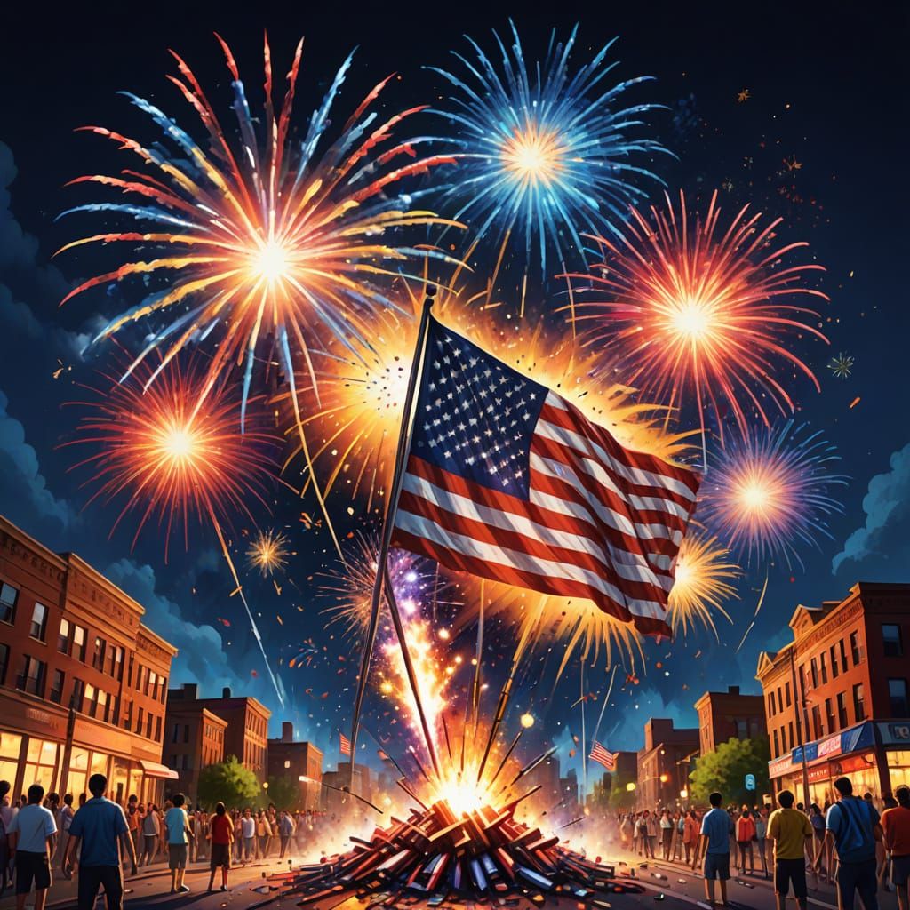 America Celebrates Independence Day with Fireworks