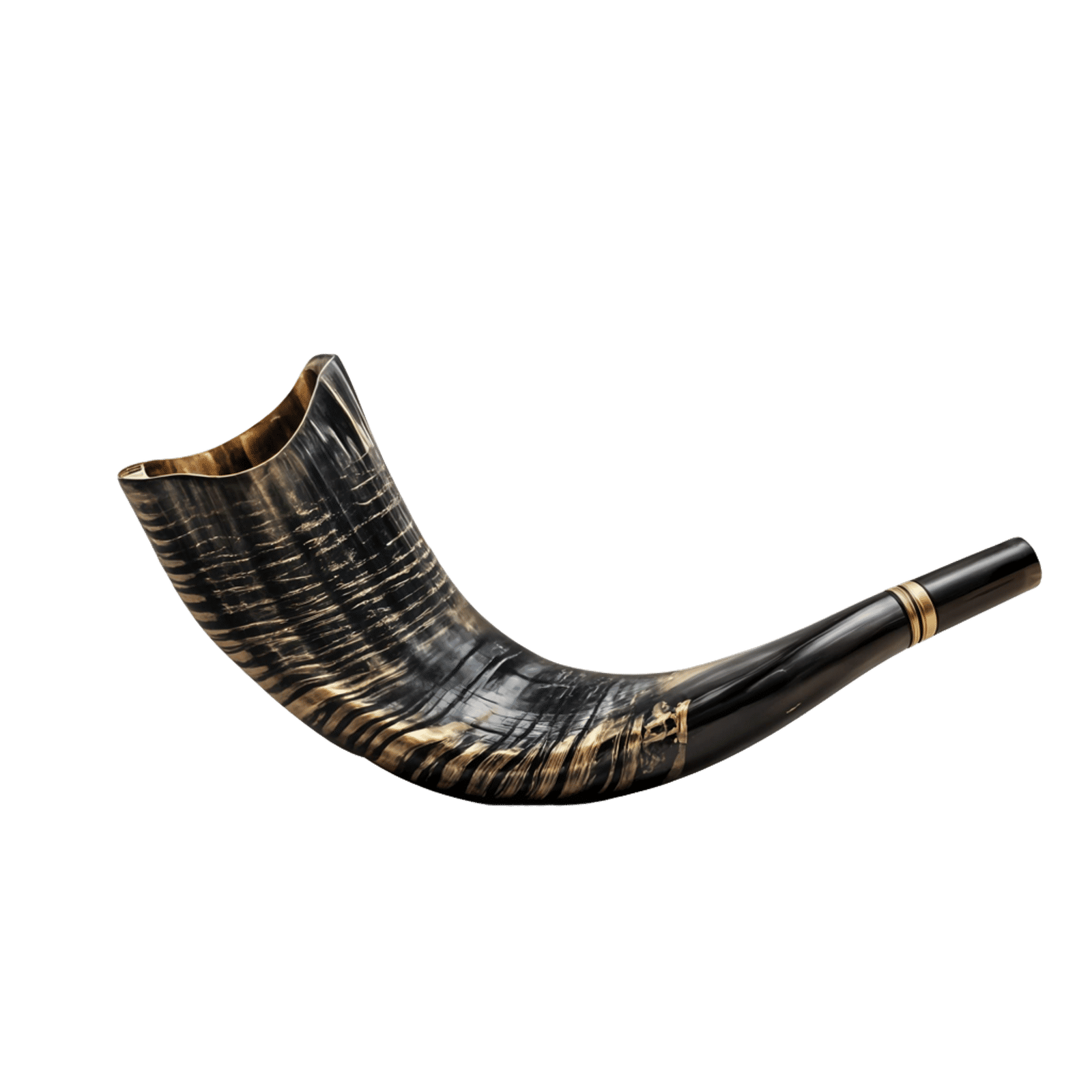 Authentic Brown Shofar Horn on White Background