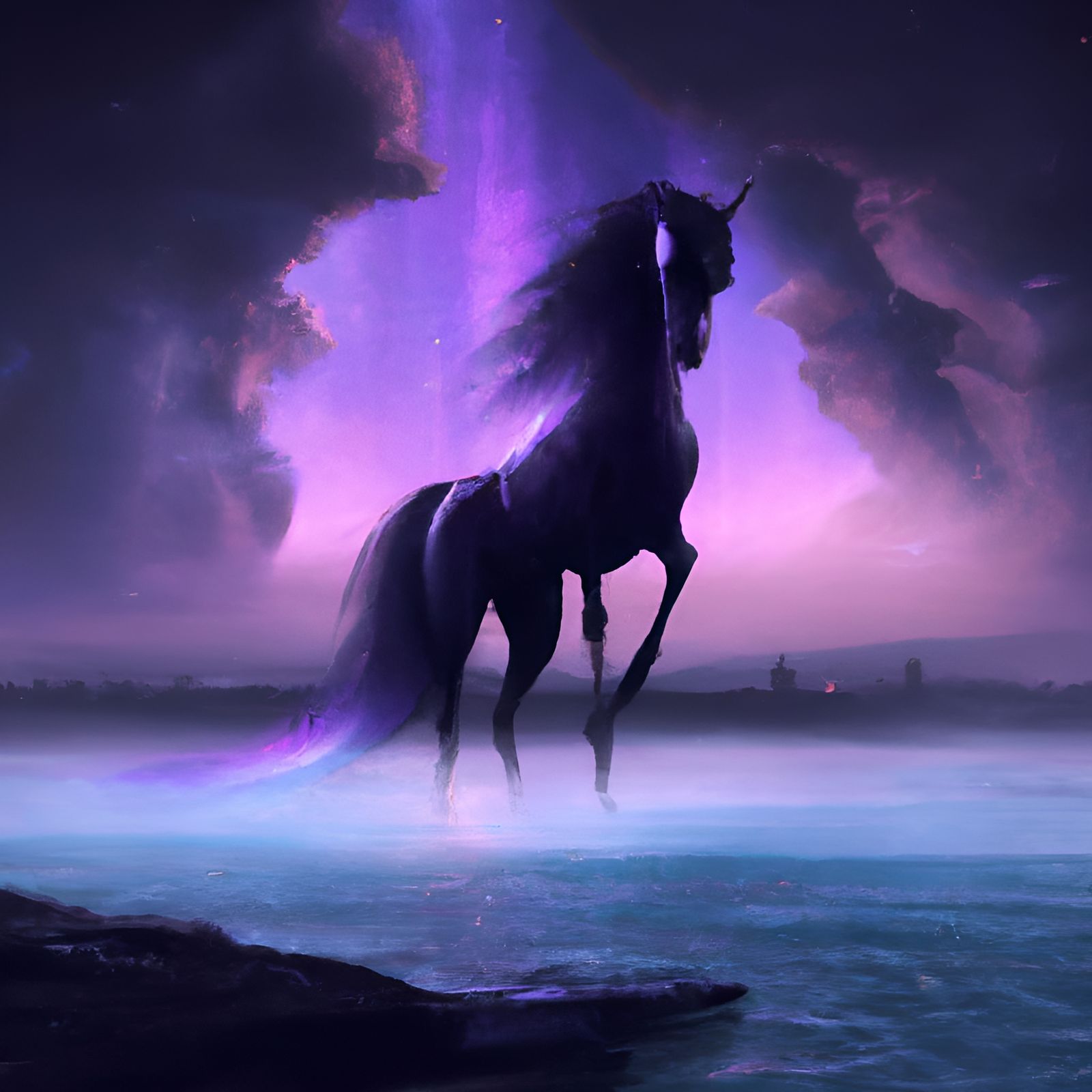 Mystic Mist Horse in Dark Haze