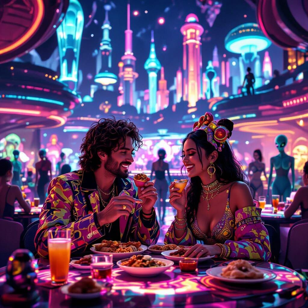 Alien Market Scene in Futuristic Dreamscape