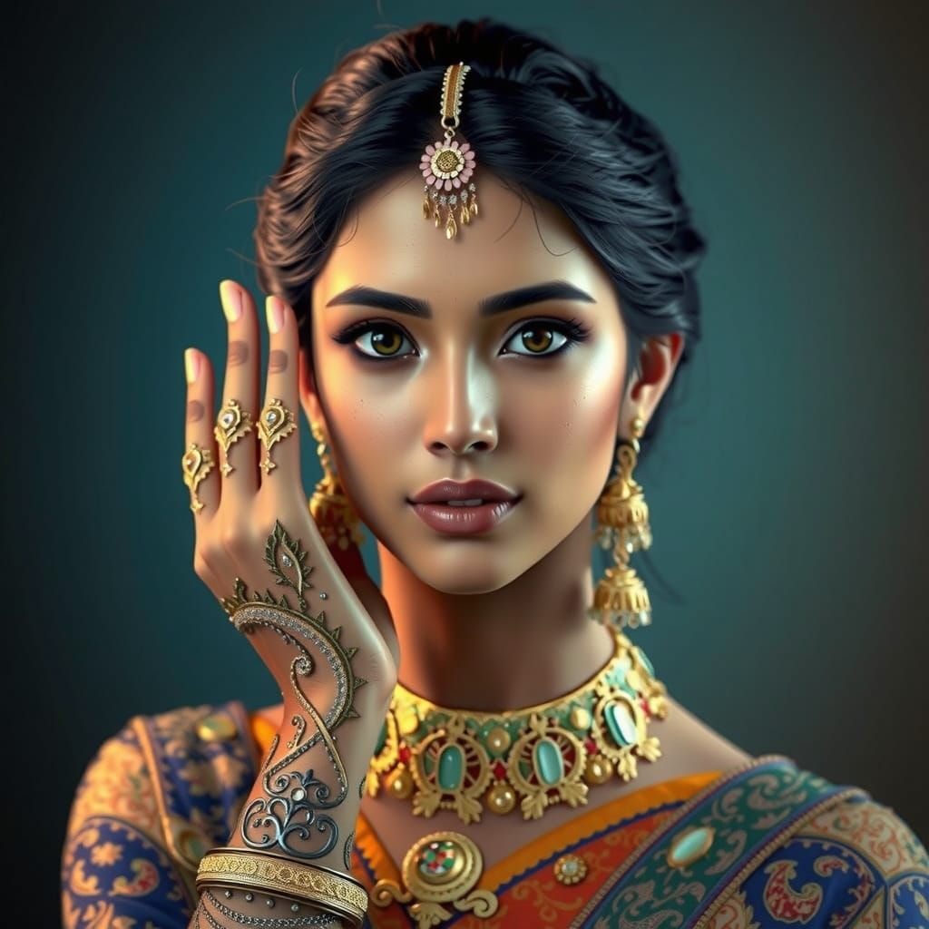 Exquisite Traditional Beauty Portrait in Vibrant Colors