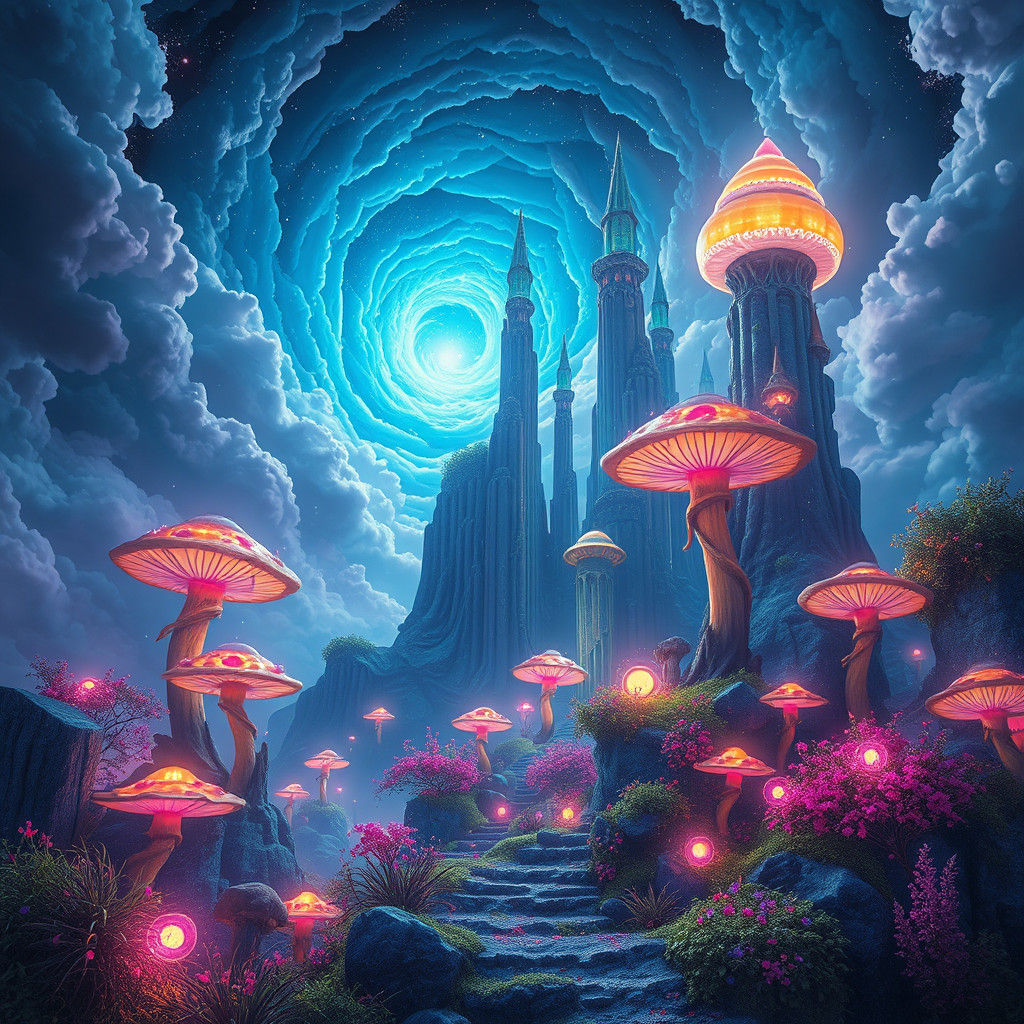Mystical Realm with Crystalline Spires, Matte Painting