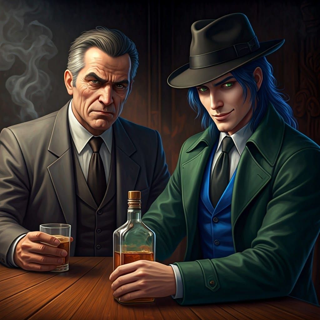 Film Noir Detective Confronts a Neon-Haired Youth